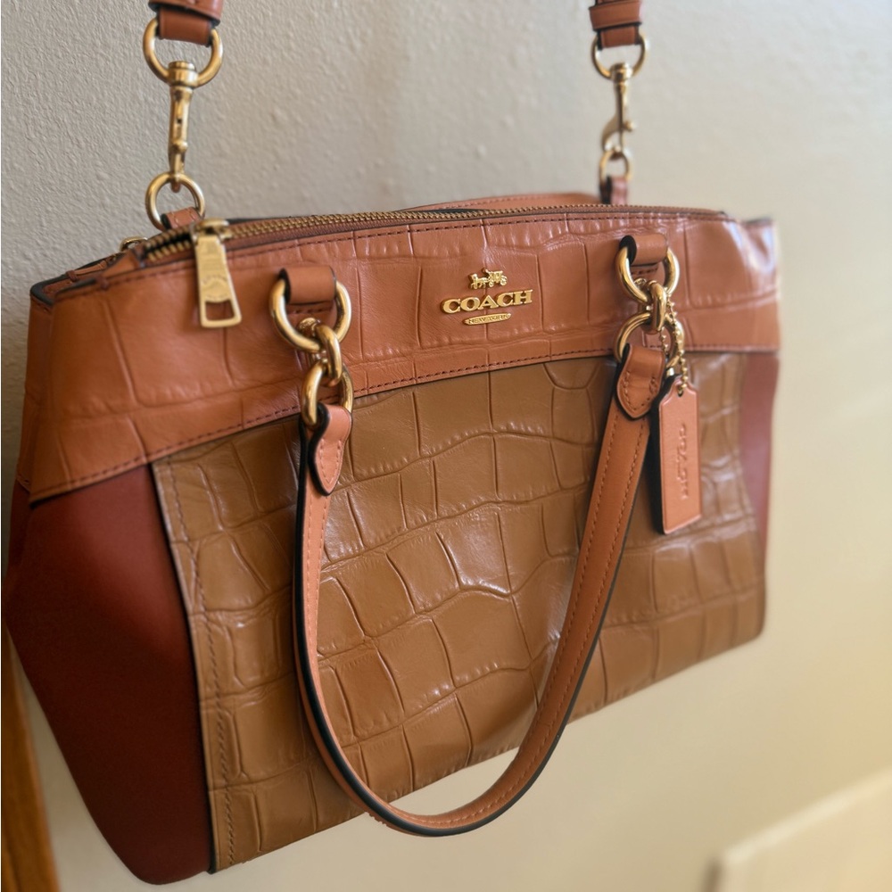 Coach Mini Brooke Embossed Leather Satchel Multicolor